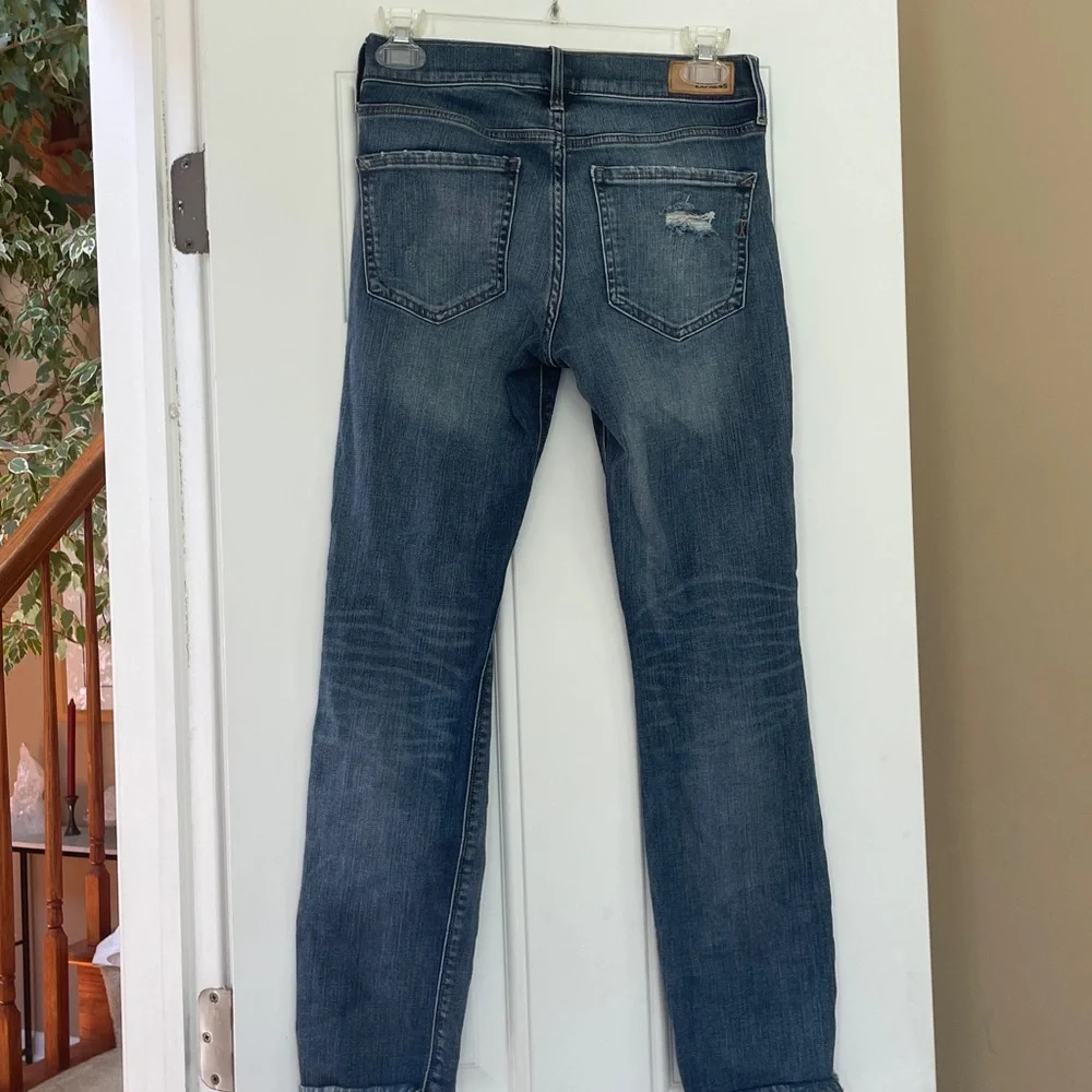 Express Ripped Skinny Ankle Mid Rise Jeans - Picture 2 of 6